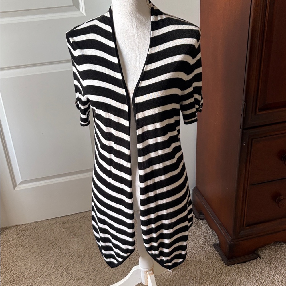WHBM Black and White Striped Cardigan